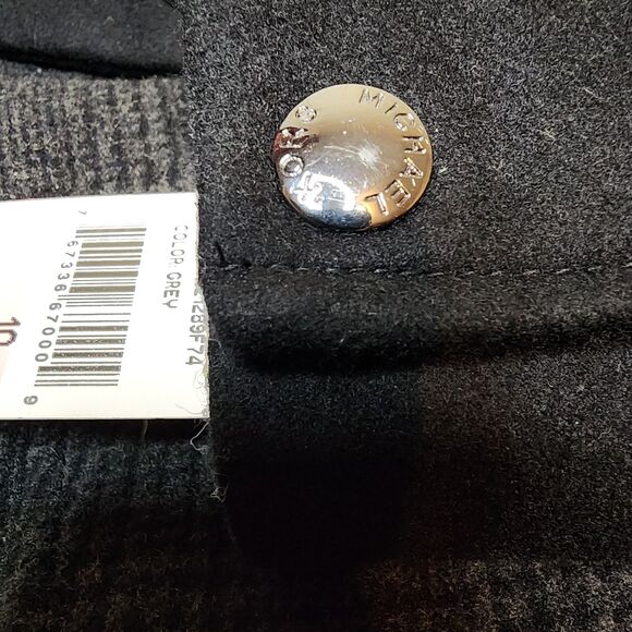 Michael Kors Wool Coat Womens 10 Hooded Pockets NWT $360 Dark Gray - Picture 14 of 14